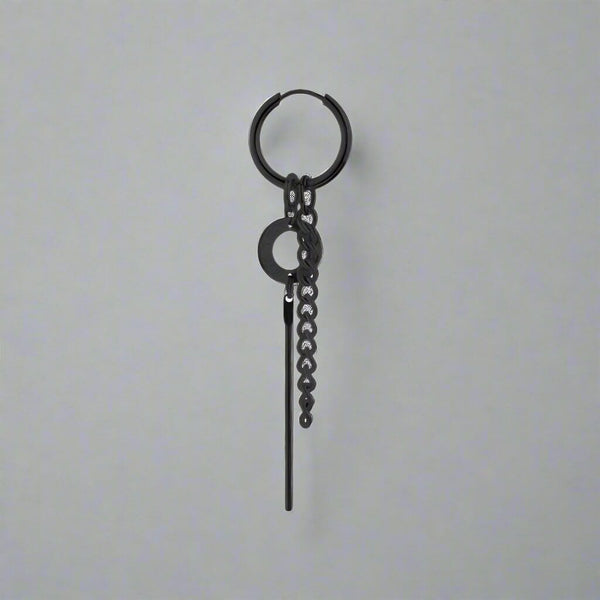 LINKER LOOP - BLACK - Pure Titanium Steel Ear Hoop Earrings for Men & Boys (2 Pcs)