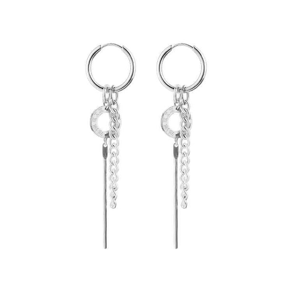 LINKER LOOP - SILVER - Pure Titanium Steel Ear Hoop Earrings for Men & Boys (2 Pcs)