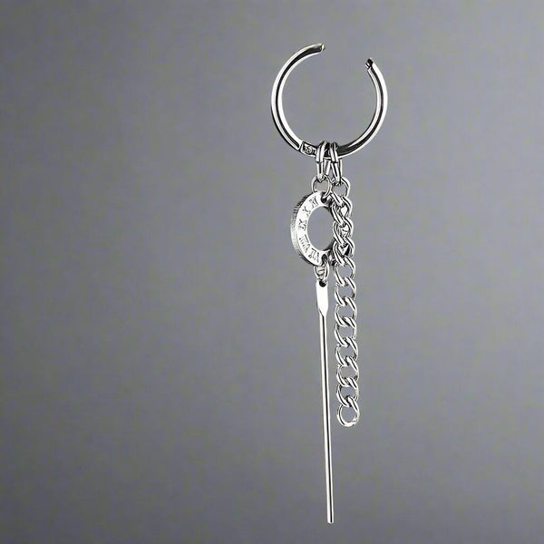 LINKER LOOP - SILVER - Pure Titanium Steel Ear Hoop Earrings for Men & Boys (2 Pcs)