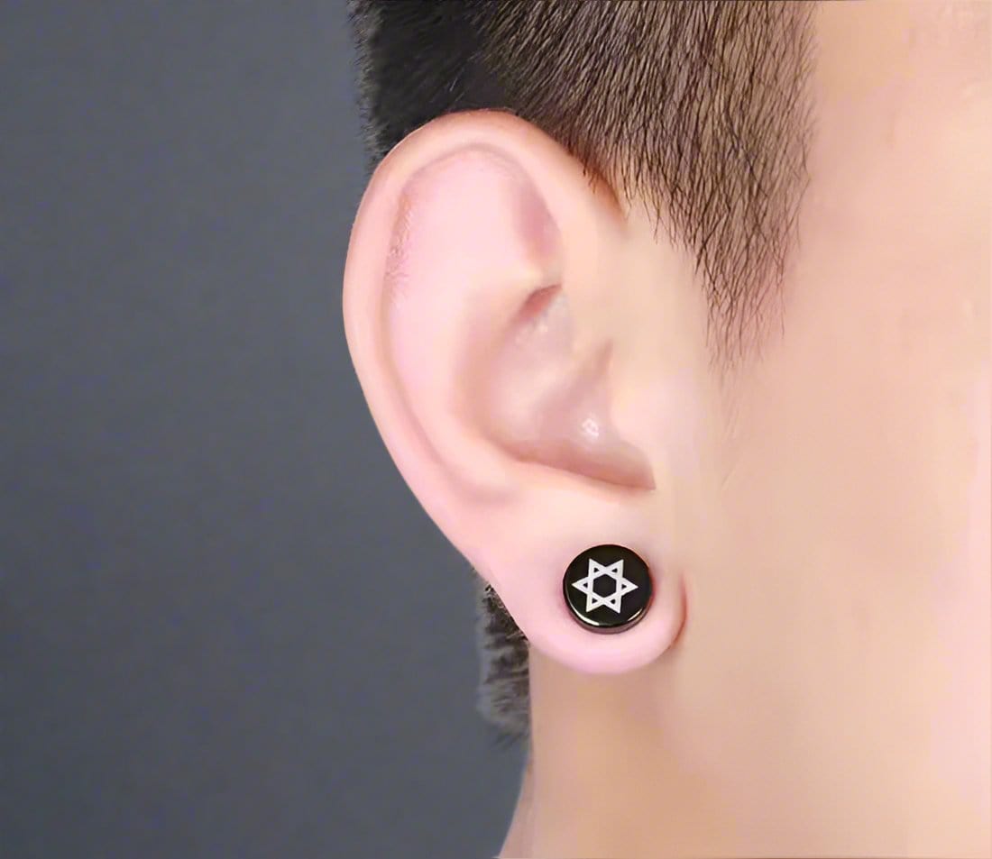 THE MEN THING Nose & Ear Ring Pair  (Both Ears) MAGEN - Magnetic Non-Piercing Pure Titanium Steel Studs Earrings for Men & Boys (2 Pcs)