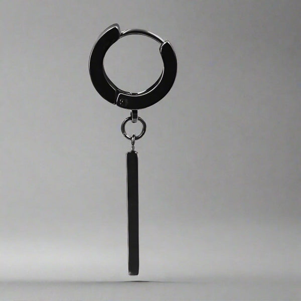 OBLIQUE BLACK - Pure Titanium Steel Ear Hoop Earrings for Men & Boys (2 Pcs)