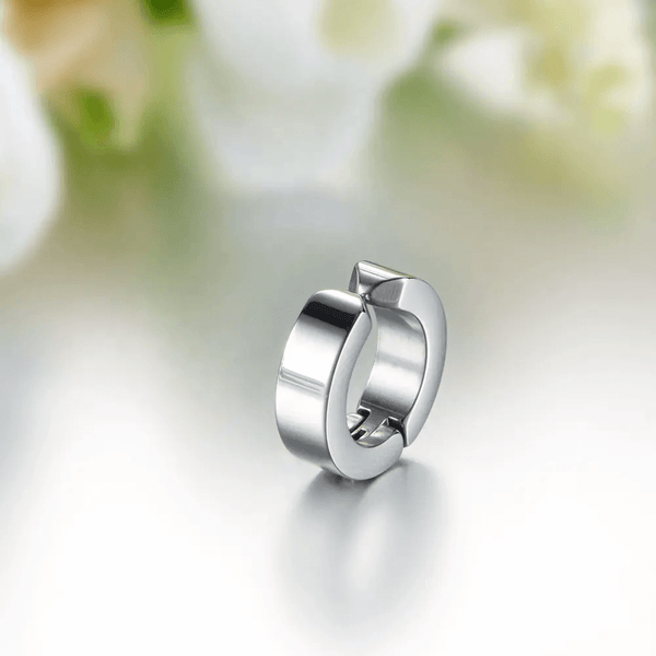 ONYXLOOP - SILVER - Non-Piercing Pure Titanium Steel Earring for Men & Boys (2 Pcs)