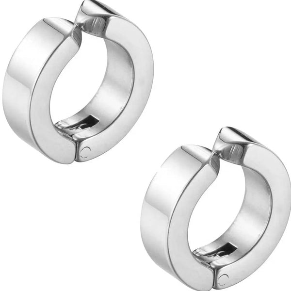 ONYXLOOP - SILVER - Non-Piercing Pure Titanium Steel Earring for Men & Boys (2 Pcs)