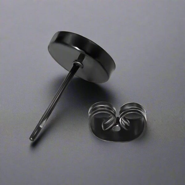 ORBIT BLACK - Pure Titanium Steel Piercing Ear Earrings for Men & Boys (2 Pcs)