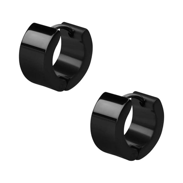 ORIC BLACK - 8mm Titanium Steel Hoop Earrings for Men & Boys (2 Pcs)