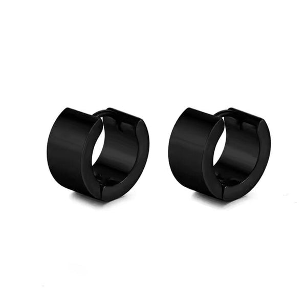 ORIC BLACK - 8mm Titanium Steel Hoop Earrings for Men & Boys (2 Pcs)