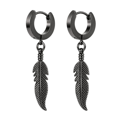 THE MEN THING Nose & Ear Ring Pair  (Both Ears) PLUME GUNMETAL GREY - Pure Titanium Steel Ear Hoop Earrings for Men & Boys (2 Pcs)