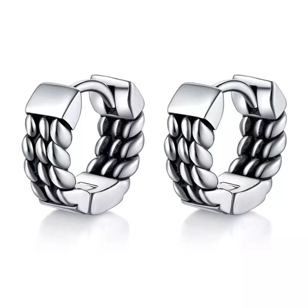PRIME LINK - Titanium Steel Hoop Earrings for Men & Boys (2 Pcs)