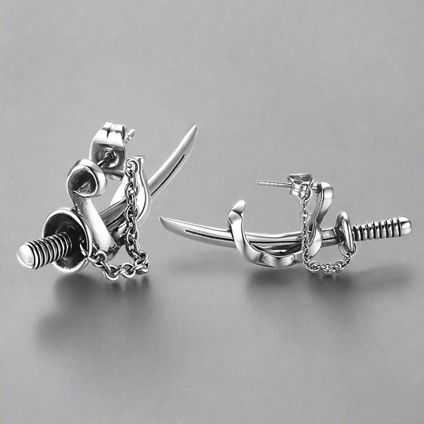SAMURAI - Titanium Steel Stud Earrings for Men & Boys (2 Pcs)