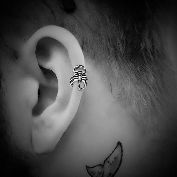 SCORPION STINGER - Non Piercing Earring – Pure Stainless Steel for Men and Boys (2 Pcs)
