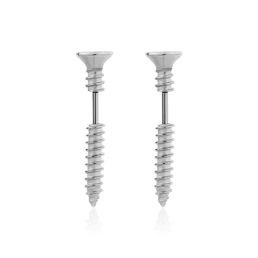 SCREWHEAD - SILVER - Pure Titanium Steel Ear Hoop Earrings for Men & Boys (2 Pcs)