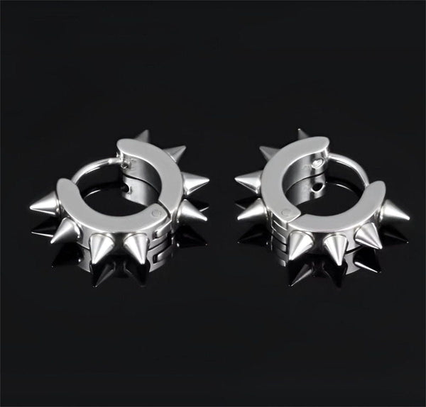 SILVER DAGGERLOOP - 5mm Titanium Steel Hoop Earrings for Men & Boys (2 Pcs)