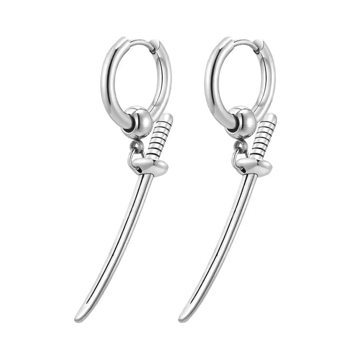 THE MEN THING Nose & Ear Ring Pair (Both Ears) SILVER SAMURAI GLEAM - 2.5mm Titanium Steel Hoop Earrings for Men & Boys (2 Pcs)