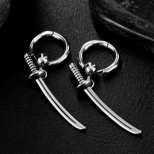 SILVER SAMURAI GLEAM - 2.5mm Titanium Steel Hoop Earrings for Men & Boys (2 Pcs)