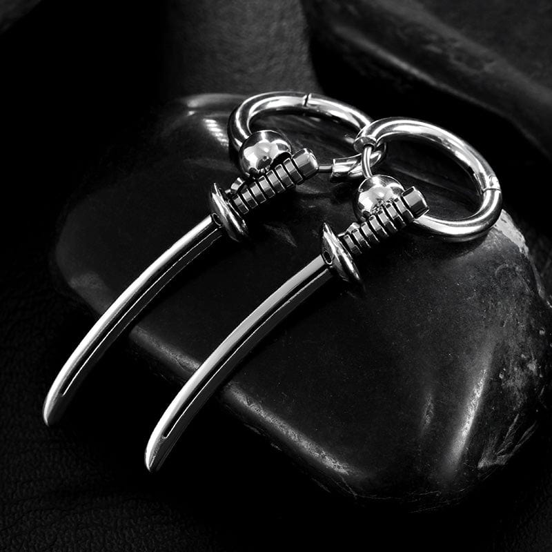 THE MEN THING Nose & Ear Ring Pair (Both Ears) SILVER SAMURAI GLEAM - 2.5mm Titanium Steel Hoop Earrings for Men & Boys (2 Pcs)