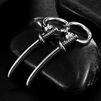 THE MEN THING Nose & Ear Ring Pair (Both Ears) SILVER SAMURAI GLEAM - 2.5mm Titanium Steel Hoop Earrings for Men & Boys (2 Pcs)