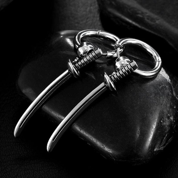 SILVER SAMURAI GLEAM - 2.5mm Titanium Steel Hoop Earrings for Men & Boys (2 Pcs)