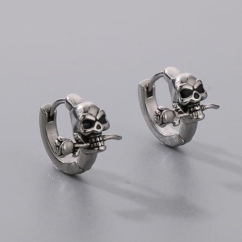 SINISTER ROSE - Titanium Steel Hoop Earrings for Men & Boys (2 Pcs)