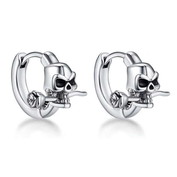 SINISTER ROSE - Titanium Steel Hoop Earrings for Men & Boys (2 Pcs)