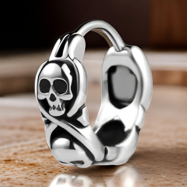 SKULL RIOT - Titanium Steel Hoop Earrings for Men & Boys (2 Pcs)