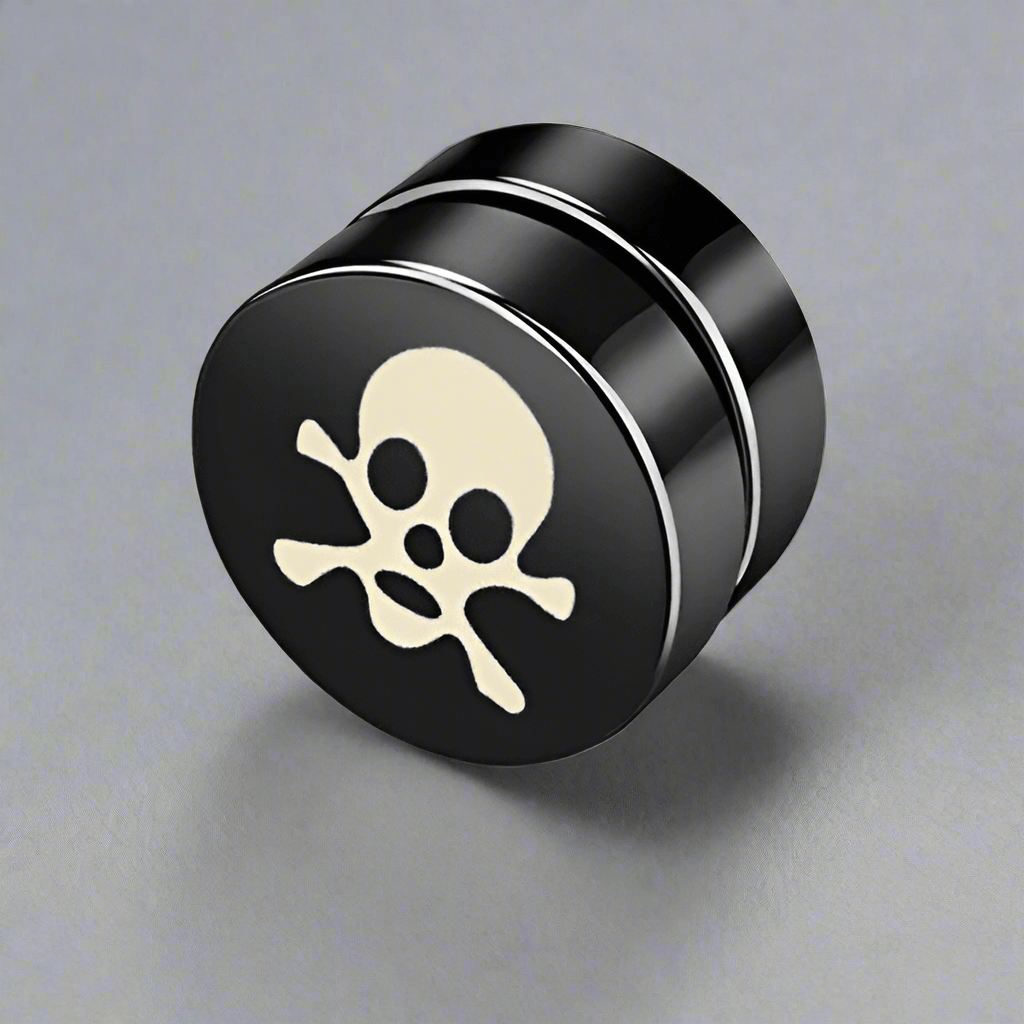 THE MEN THING Nose & Ear Ring Pair  (Both Ears) SKULLIX - Magnetic Non-Piercing Pure Titanium Steel Studs Earrings for Men & Boys (2 Pcs)