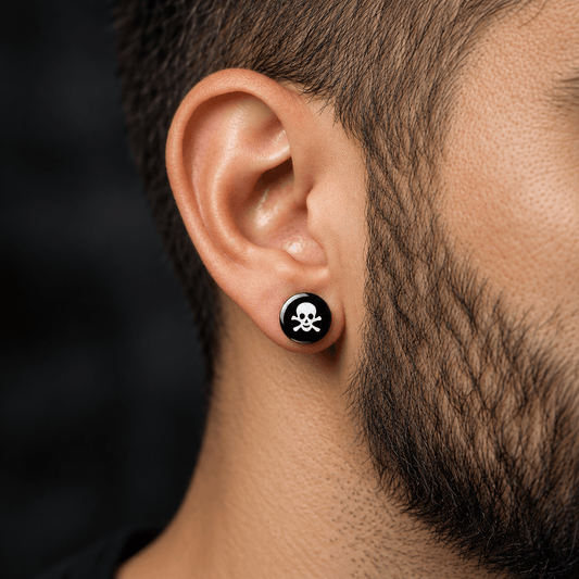 THE MEN THING Nose & Ear Ring Pair  (Both Ears) SKULLIX - Magnetic Non-Piercing Pure Titanium Steel Studs Earrings for Men & Boys (2 Pcs)