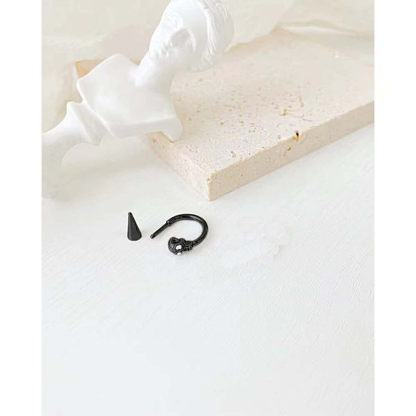 SKULLSCAPE - BLACK  - Pure Titanium Steel Ear Hoop Earrings for Men & Boys (2 Pcs)