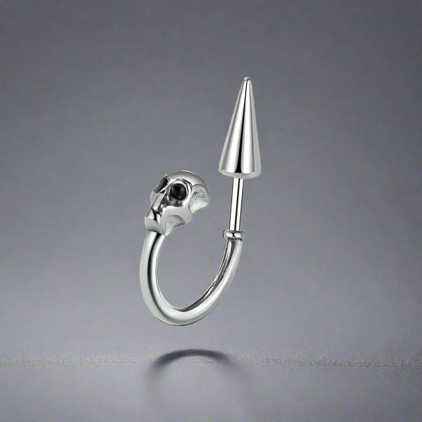 SKULLSCAPE - SILVER  - Pure Titanium Steel Ear Hoop Earrings for Men & Boys (2 Pcs)