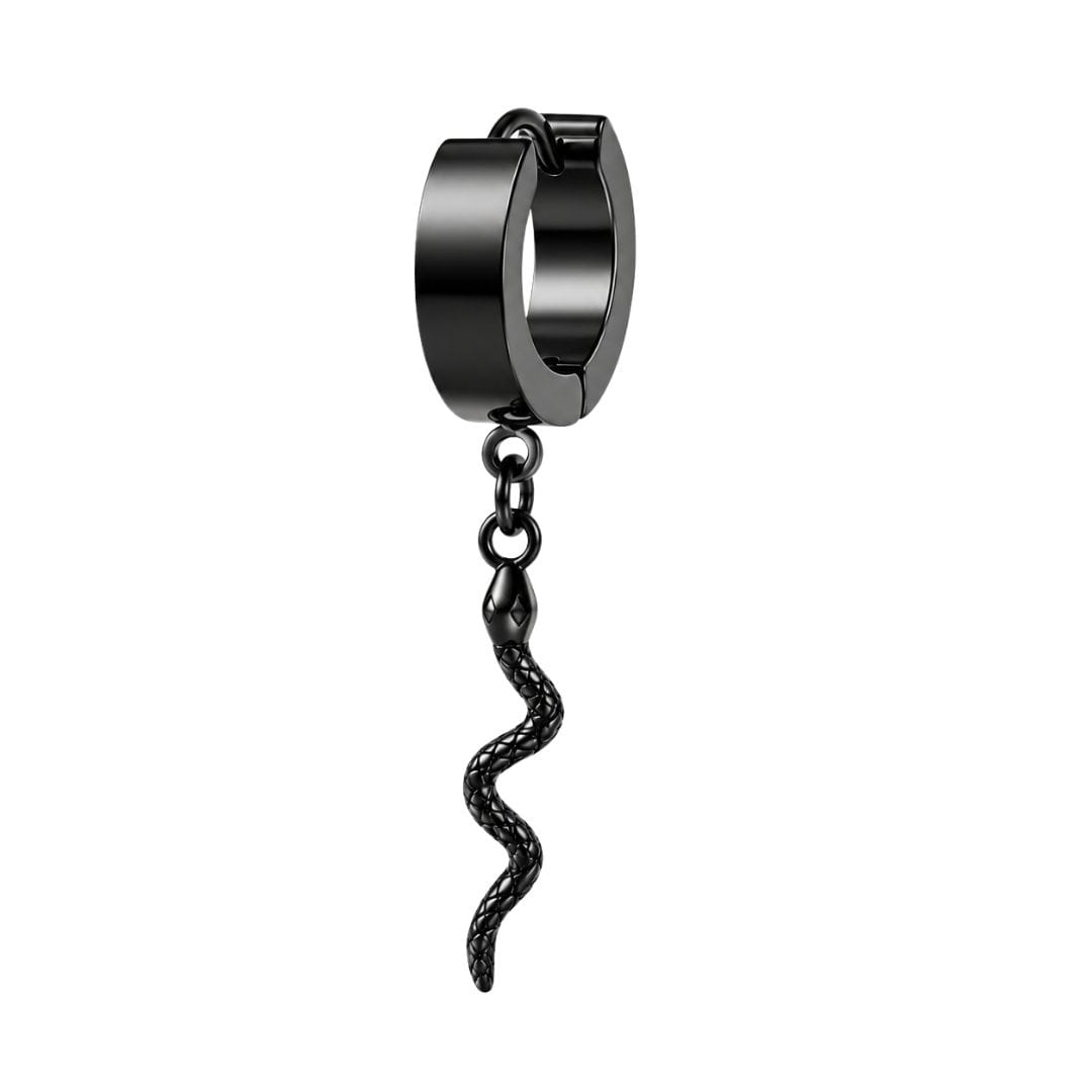 THE MEN THING Nose & Ear Ring Pair  (Both Ears) SNAKLET BLACK - Titanium Steel Hoop Earrings for Men & Boys (2 Pcs)
