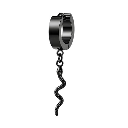THE MEN THING Nose & Ear Ring Pair  (Both Ears) SNAKLET BLACK - Titanium Steel Hoop Earrings for Men & Boys (2 Pcs)