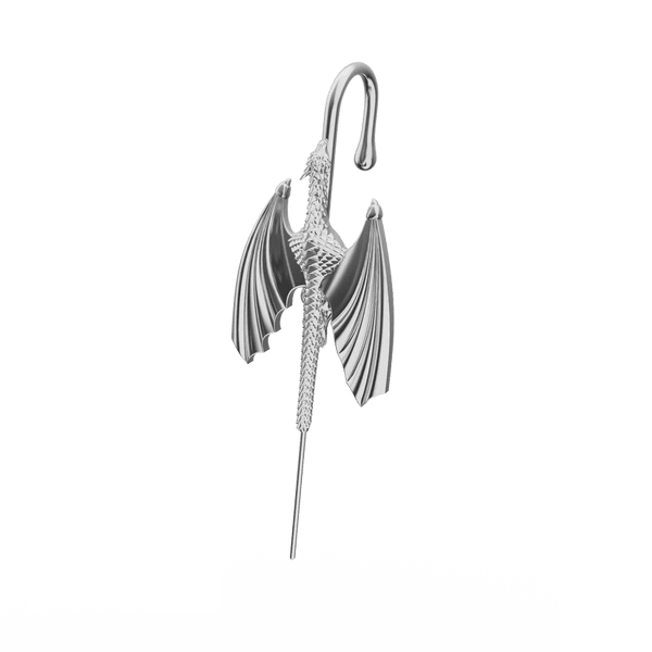 SOAR DRAGON - Pure Titanium Steel Ear Crawler Hook Pin Cuff Earrings for Men & Boys (2 Pcs)