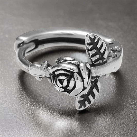 THE MEN THING Nose & Ear Ring Pair (Both Ears) SPARTAN ROSE - Titanium Steel Hoop Earrings for Men & Boys (2 Pcs)