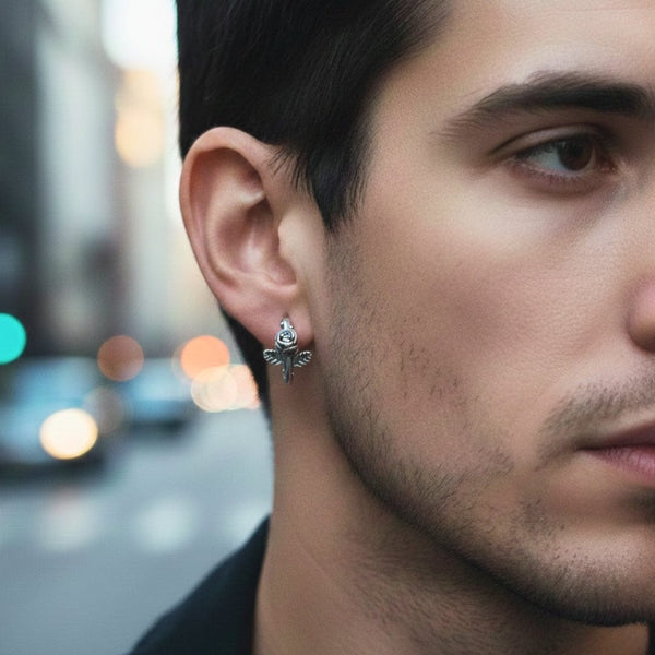 SPARTAN ROSE - Titanium Steel Hoop Earrings for Men & Boys (2 Pcs)