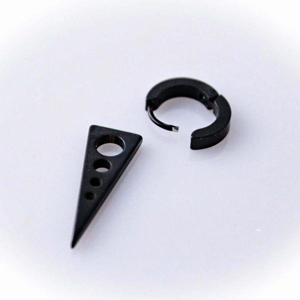 SPIKE DROP BLACK- Pure Titanium Steel Ear Hoop Earrings for Men & Boys (2 Pcs)