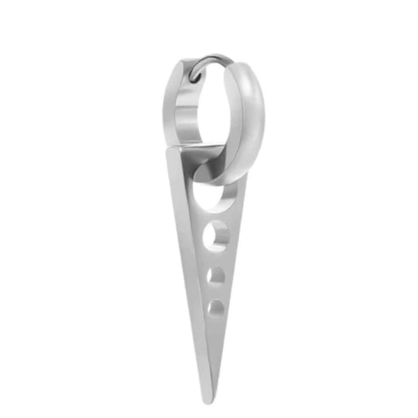 SPIKE DROP SILVER - Pure Titanium Steel Ear Hoop Earrings for Men & Boys (2 Pcs)