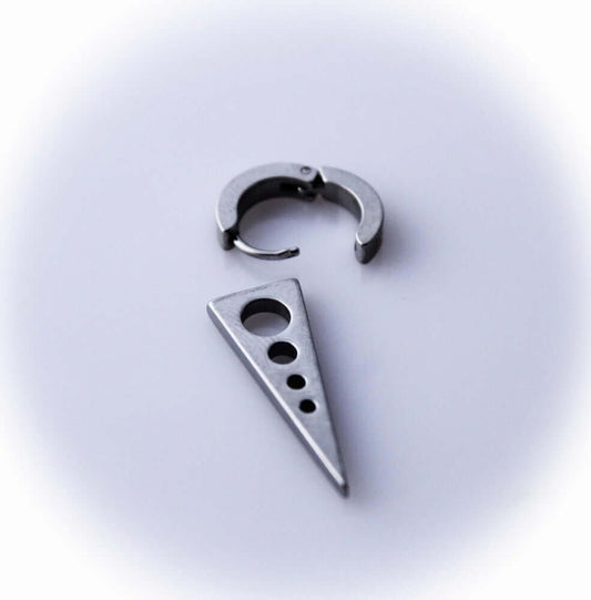 THE MEN THING Nose & Ear Ring Pair  (Both Ears) SPIKE DROP SILVER - Pure Titanium Steel Ear Hoop Earrings for Men & Boys (2 Pcs)