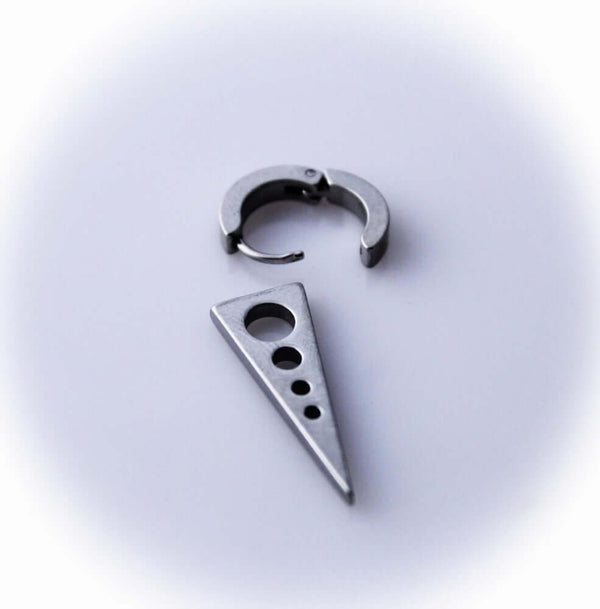 SPIKE DROP SILVER - Pure Titanium Steel Ear Hoop Earrings for Men & Boys (2 Pcs)