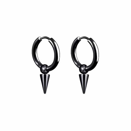 THE MEN THING Nose & Ear Ring Pair  (Both Ears) SPIREHOOP - BLACK - Pure Titanium Steel Ear Hoop Earrings for Men & Boys (2 Pcs)