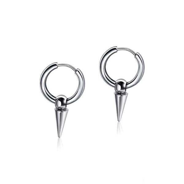SPIREHOOP - SILVER - Pure Titanium Steel Ear Hoop Earrings for Men & Boys (2 Pcs)