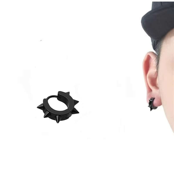 SPYRAL BLACK - Titanium Steel Stud Earrings for Men & Boys (2 Pcs)