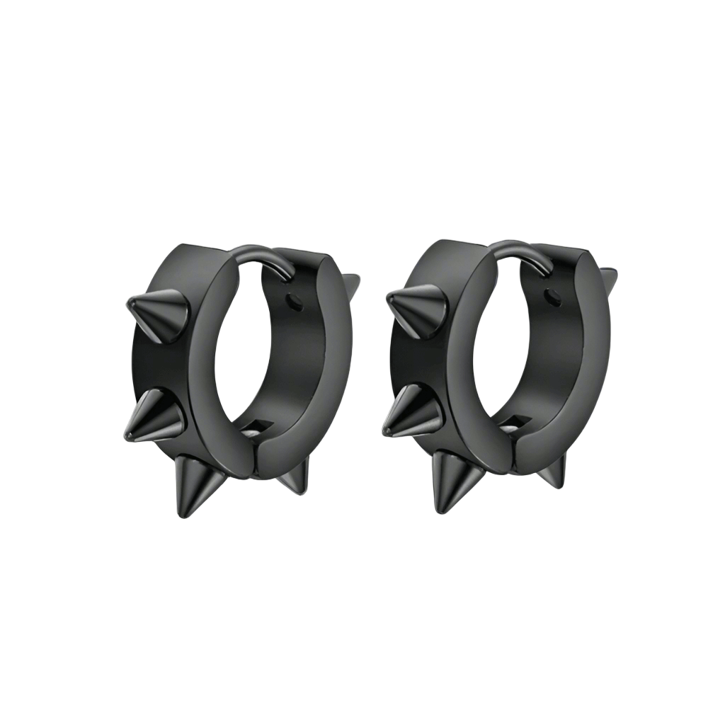 THE MEN THING Nose & Ear Ring Pair  (Both Ears) SPYRAL BLACK - Titanium Steel Stud Earrings for Men & Boys (2 Pcs)