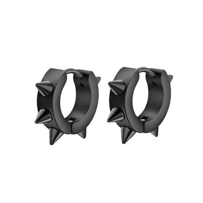 THE MEN THING Nose & Ear Ring Pair  (Both Ears) SPYRAL BLACK - Titanium Steel Stud Earrings for Men & Boys (2 Pcs)