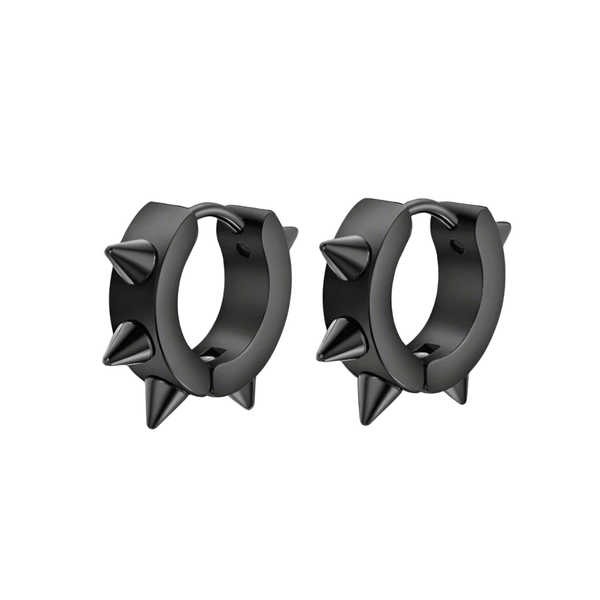 SPYRAL BLACK - Titanium Steel Stud Earrings for Men & Boys (2 Pcs)