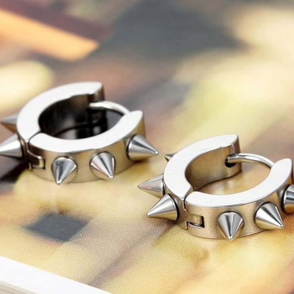 SPYRAL SILVER - Titanium Steel Stud Earrings for Men & Boys (2 Pcs)