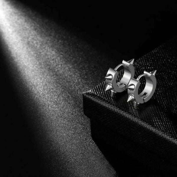 SPYRAL SILVER - Titanium Steel Stud Earrings for Men & Boys (2 Pcs)