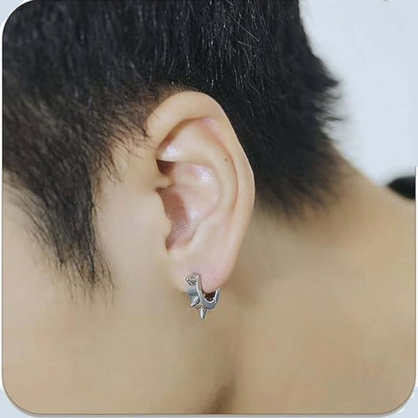 SPYRAL SILVER - Titanium Steel Stud Earrings for Men & Boys (2 Pcs)
