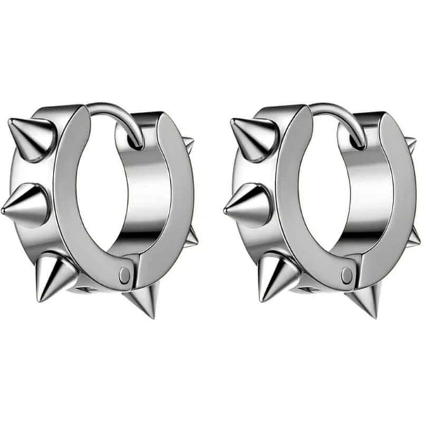 SPYRAL SILVER - Titanium Steel Stud Earrings for Men & Boys (2 Pcs)