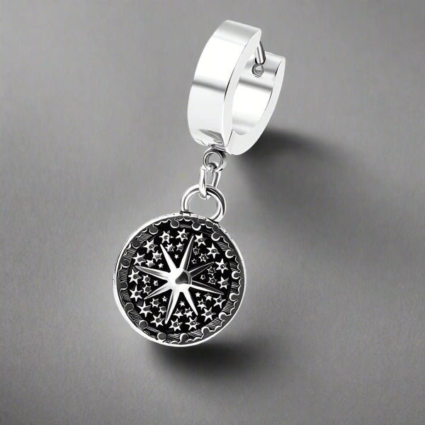 STARBURST - Titanium Steel Hoop Earrings for Men & Boys (2 Pcs)