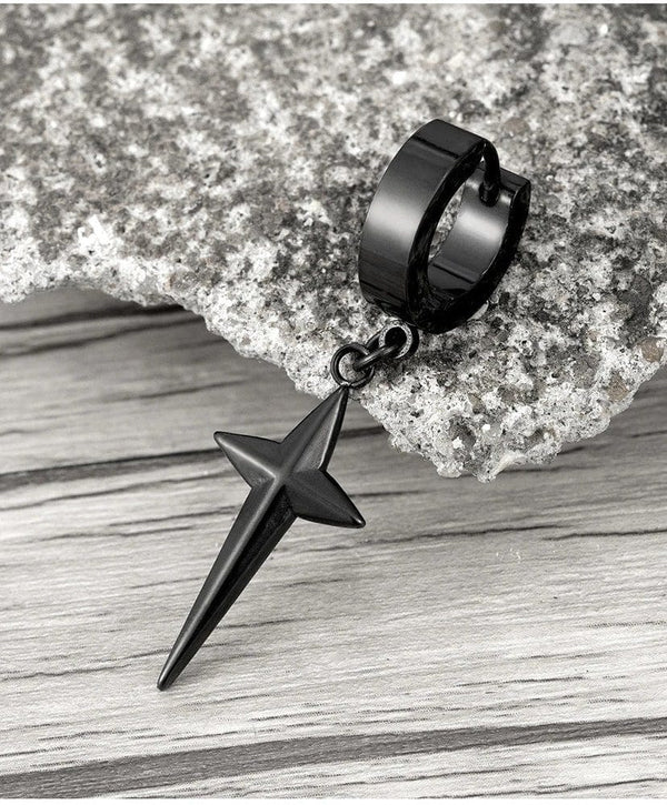 STARLIGHT BLACK - Titanium Steel Hoop Earrings for Men & Boys (2 Pcs)