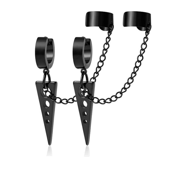 TRIANGLE DROP BLACK - Titanium Steel Hoop Earrings for Men & Boys (2 Pcs)
